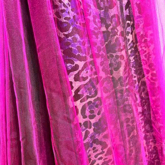 NEW JOVANI HOT PINK SEQUIN TULLE STRAPLESS ANIMAL PRINT EVENING GOWN - Picture 8 of 14